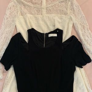 Sandro black dress bundled with Juicy Couture white lace dress